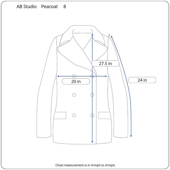 AB Studio Womens Black Peacoat Sz 8 Classic Stylish Winter Versatile Casual Warm - Picture 3 of 8
